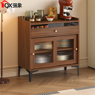 中古风餐边柜靠墙一体储物柜客厅咖啡柜小户型茶桌边柜侧柜G427