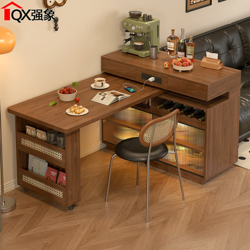 中古风旋转伸缩岛台餐桌一体