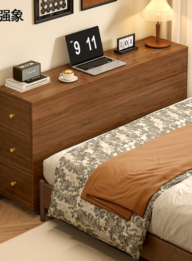 新款卧室床尾柜床边床侧夹缝柜窄柜床头置物柜带轮储物收纳柜F109