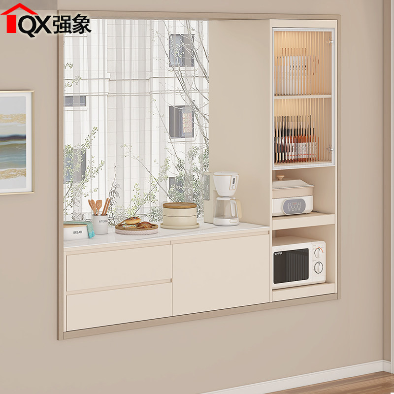 奶油风飘窗餐边柜多功能储物柜小酒柜电器收纳柜窗台柜子定制G358,住宅家具,餐边柜,淘宝优惠券,粉丝福利购,淘宝优惠卷