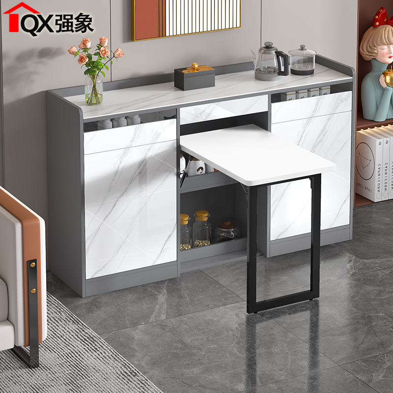 岩板餐边柜茶台一体储物柜