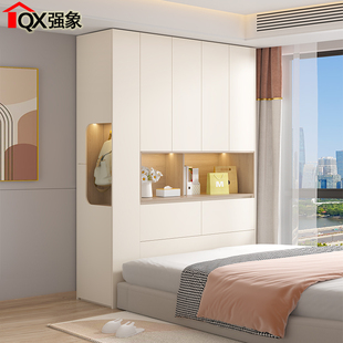 奶油风床尾柜衣柜夹缝柜衣帽柜卧室床头床边置物柜高款 收纳柜A54