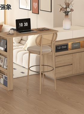 可伸缩吧台桌一体客厅隔断储物柜沙发侧边柜小户型岛台餐边柜S42