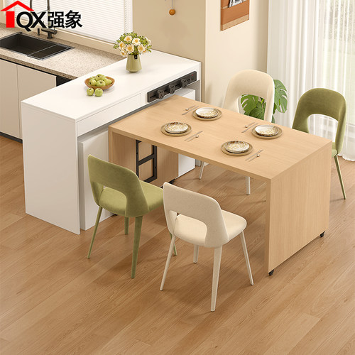 新款餐边柜餐桌一体吧台