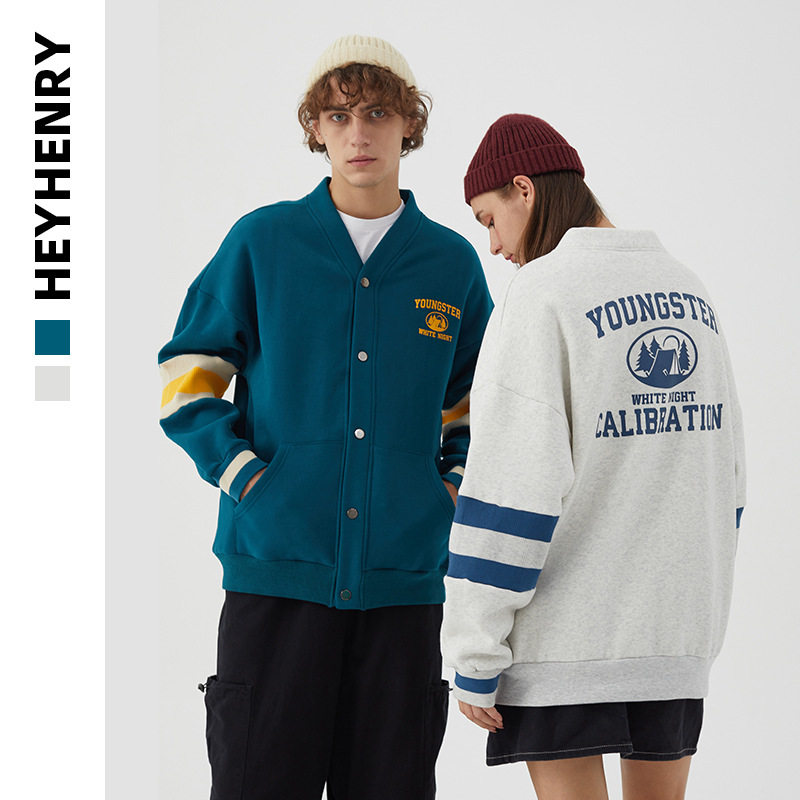 HeyHenry原宿网红韩版棒球服情侣秋季加绒2020新款潮流卫衣外套男