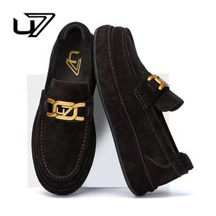百搭舒適一腳蹬商務(wù)休閑皮鞋 U7品牌男鞋 頭層牛皮高端時(shí)尚 真皮男士