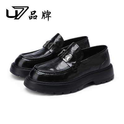 U7品牌男鞋新款真皮软底商务休闲皮鞋头层牛皮高端时尚豆豆鞋