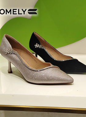 COMELY康莉女鞋2026春季商场新款细高跟浅口尖头时尚单鞋KYQ61132