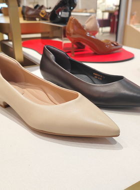 KISSCAT接吻猫女鞋2025秋商场直发浅口尖头皮通勤单鞋 KA65519-13