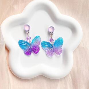 女孩无耳洞耳夹儿童饰品小公主蝴蝶耳环女童耳饰小熊配饰宝石戒指