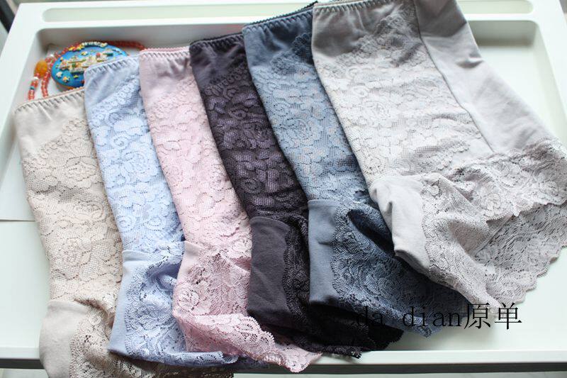 出口日单纯棉女士平角裤蕾丝无痕