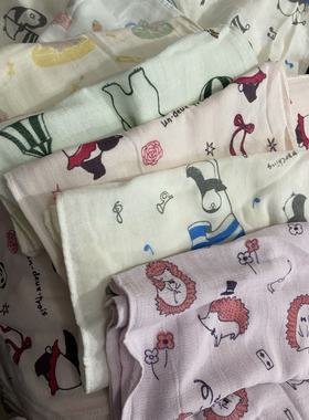 特 出口日单尾货纯棉薄纱布毛巾柔软吸水儿童成人卡通可爱洗脸巾