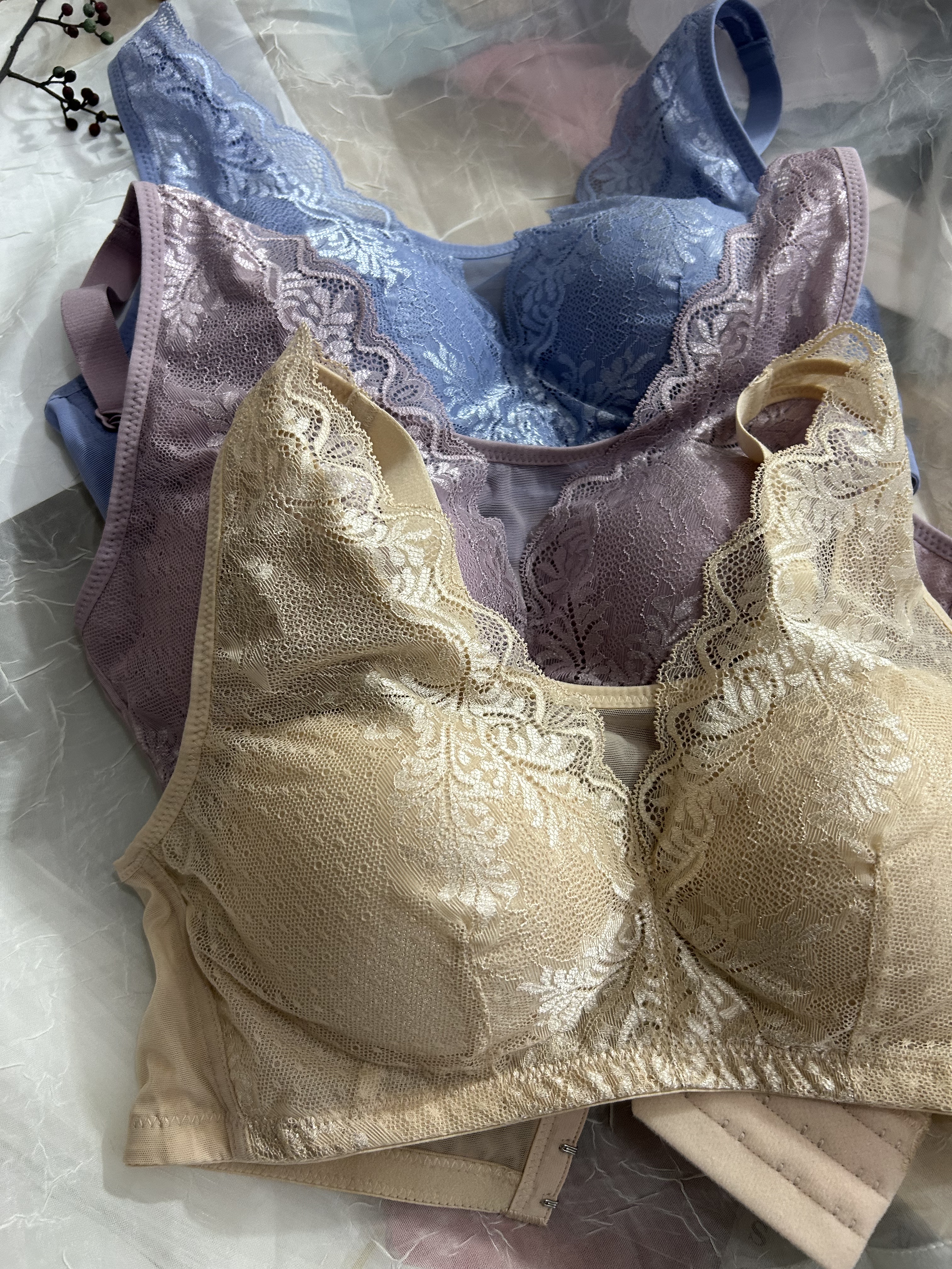 抹胸式四排扣调整文胸 外贸无钢圈有大码可调肩带软蕾丝薄杯内衣