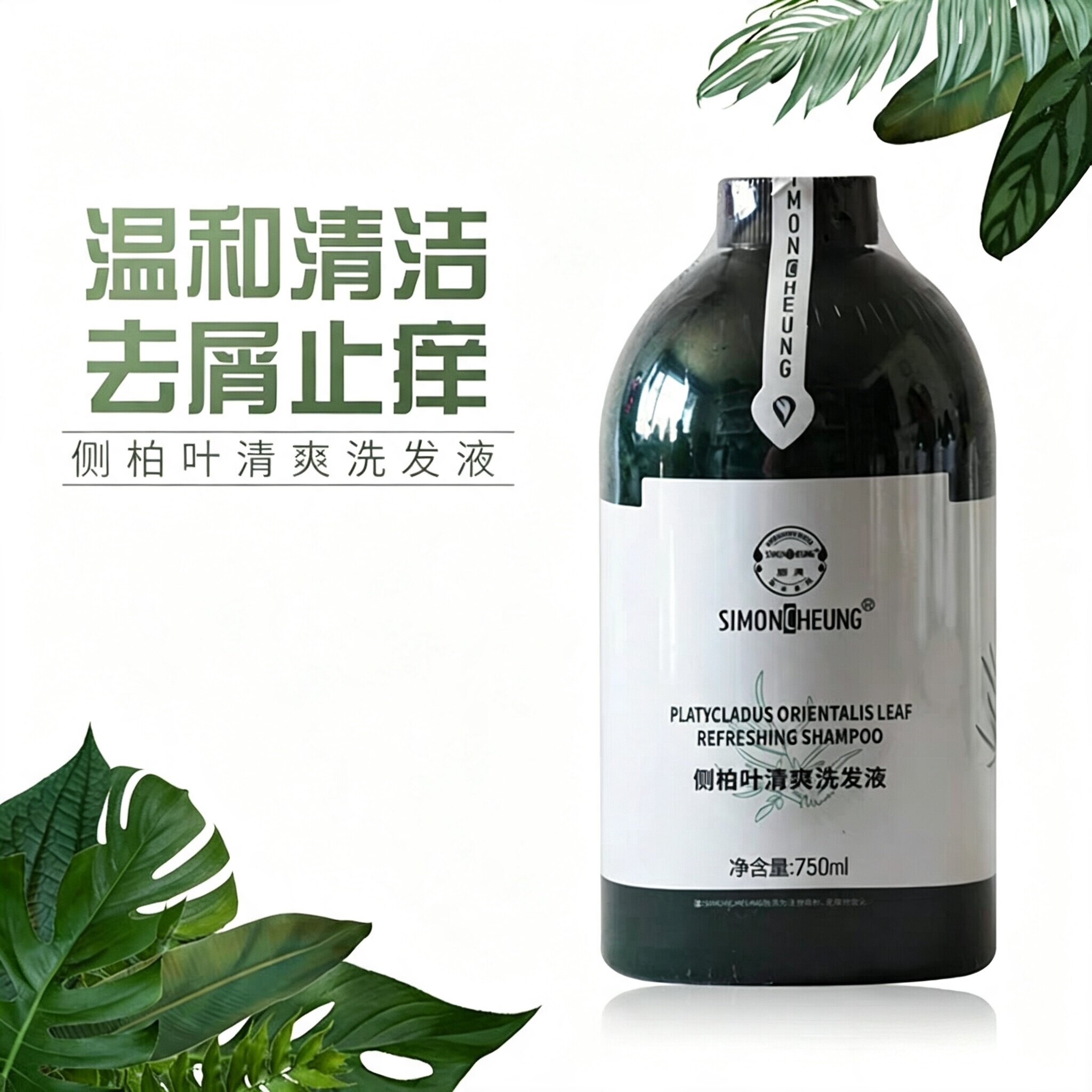 施清侧柏叶祛屑止痒洗发液750ml无硅油洗发水去屑止痒控油清洁