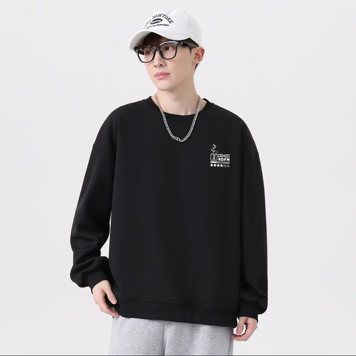 XDFM美式GTA6星星游戏梗加厚圆领套头卫衣加绒秋冬百搭简约打底衫