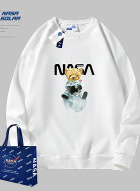 NASA SOLAR联名2026新款秋季小熊字母印花长袖T恤休闲卫衣情侣潮