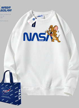 NASA SOLAR联名款秋冬季新款卡通印花情侣保暖透气重磅圆领卫衣潮