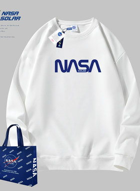 NASA SOLAR联名款2026秋季情侣潮牌oversize圆领卫衣圆领长袖T恤