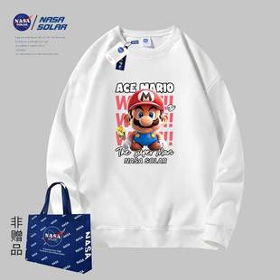 新款 秋冬季 卡通印花保暖重磅情侣透气圆领卫衣潮 SOLAR联名款 NASA