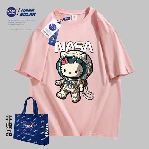 NASA联名款卡通印花重磅纯棉短袖