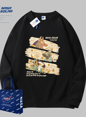 NASA SOLAR联名款秋冬季新款卡通印花重磅透气卫衣百搭圆领长袖潮
