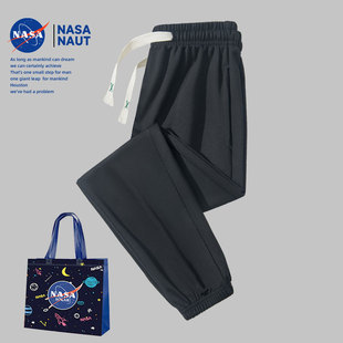 NASA联名简约运动男情侣潮牌百搭直筒束脚休闲裤 宽松阔腿篮球卫裤