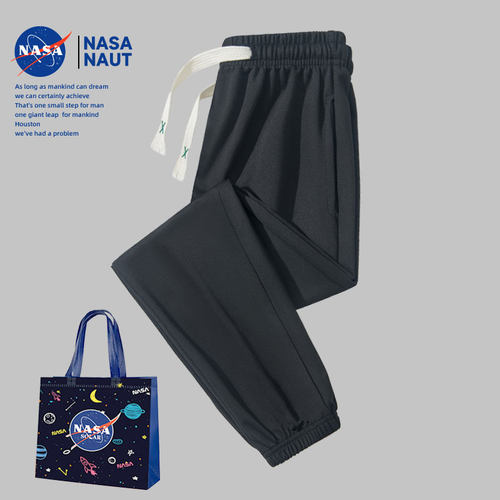 NASA联名简约运动男情侣潮牌百搭直筒束脚休闲裤宽松阔腿篮球卫裤