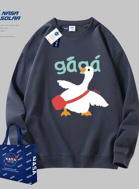 NASA SOLAR联名款秋冬季新款重磅圆领透气保暖情侣印花百搭卫衣潮