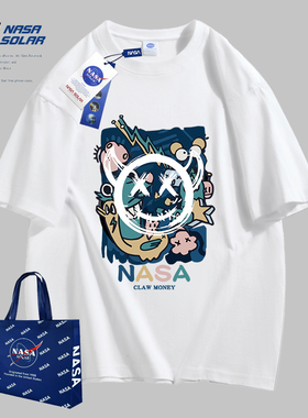 NASA SOLAR联名款夏季新款卡通纯棉男女同款潮牌i短袖休闲运动T恤