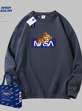 NASA SOLAR联名款2026秋冬韩版潮牌印花情侣卫衣大码长袖美式休闲