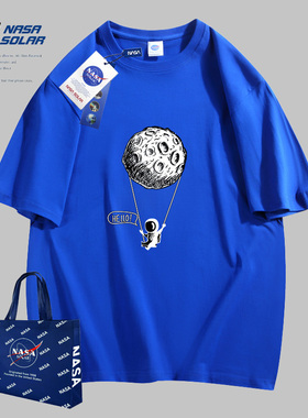 NASA SOLAR联名夏季新款卡通动漫印花男女同款圆领纯棉短袖T恤潮
