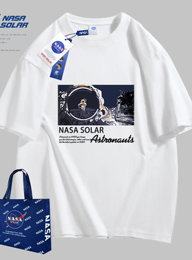 NASA SOLAR联名款新款春夏卡通印花纯棉潮牌圆领短袖T恤男女同款