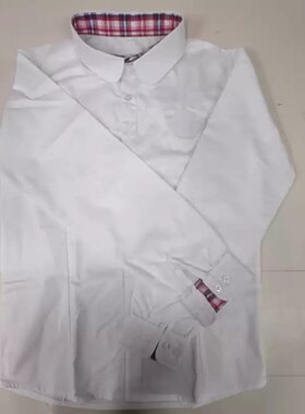 松江区佘山各校校服同款女款长袖纯棉衬衣红格子领校服同款