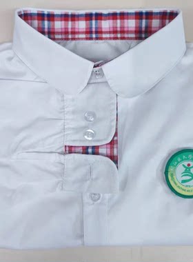 松江区九亭各校校服同款长袖衬衣纯棉红格子领女款长袖校服同款
