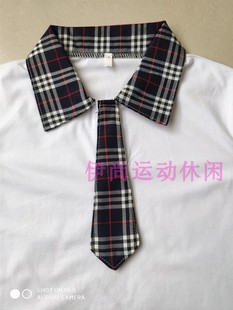 夏校服班服 翻领戴领带T恤演出服 宽松短袖 初高中学生男女同款