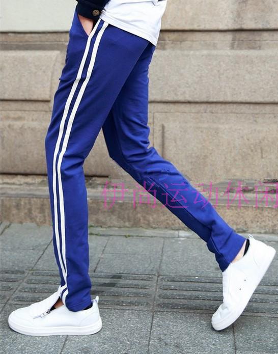 包邮春秋中小学生男女校服裤子 运动裤两道杠校裤 纯棉大码可定做