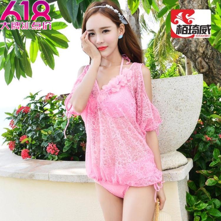 Mới chia áo tắm nữ từ vai tam giác thép tấm thu eo cao che bụng thon màu hồng thời trang hai mảnh - Bộ đồ bơi hai mảnh đồ bơi 2 mảnh cho bé gái