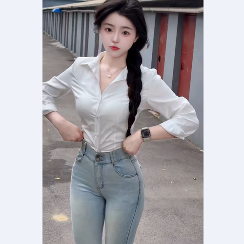 高腰修身显瘦显腿长百搭牛仔裤