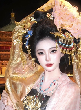 重工大气古风汉服流苏蝴蝶发饰掩鬓发钗头饰秀国风汉服发簪发饰配
