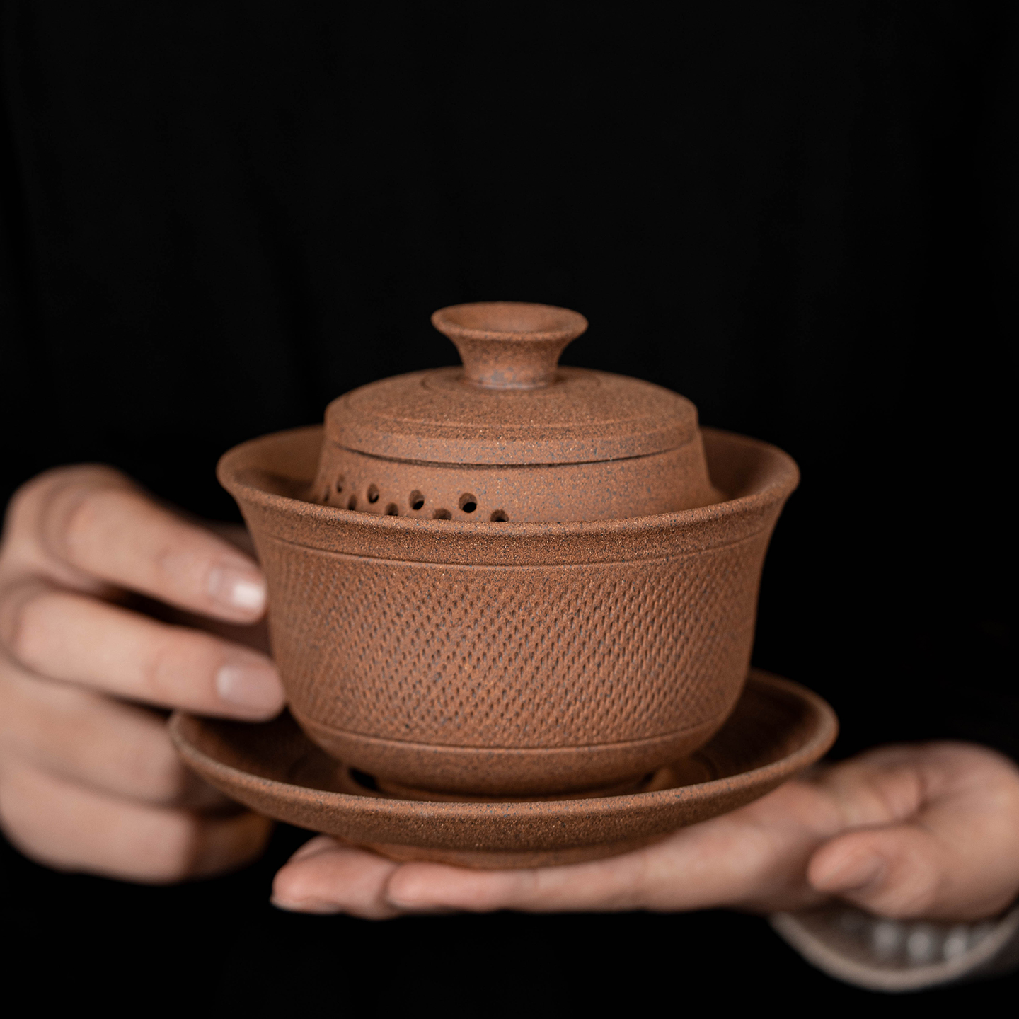 复古风粗陶盖碗功夫茶具泡茶壶