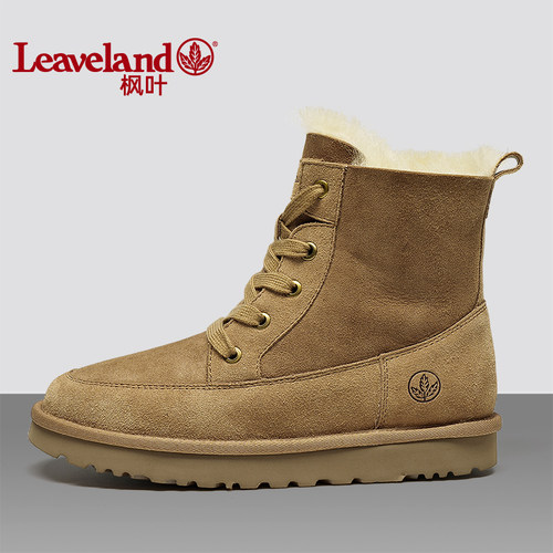 枫叶冬季雪地靴男女同款保暖棉鞋