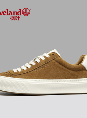 枫叶男鞋真皮复古板鞋男冬季新款男士反绒皮厚底休闲鞋子加绒棉鞋