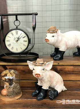 小猪美式乡村风复古做旧结婚礼物