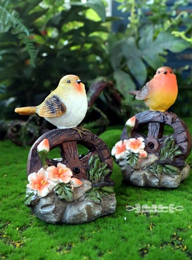 田园风森林系复古做旧仿真摆件