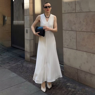 本白30姆米100%桑蚕丝silksh双层背心裙