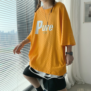 T恤男时尚中性男女休闲宽松印花港风体恤图片