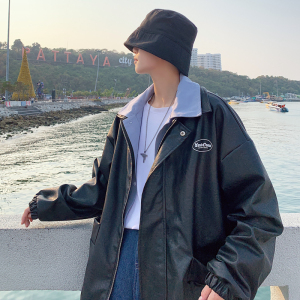 2021/xx季新款男PU百搭假两件外套皮夹克 有备货G01-P95图片