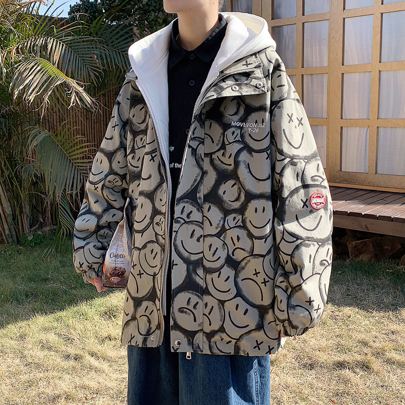 2022新款假两件宽松/连帽休闲外套潮夹克JK237-P90控128,男装夹克,电商A132（原电商B245）