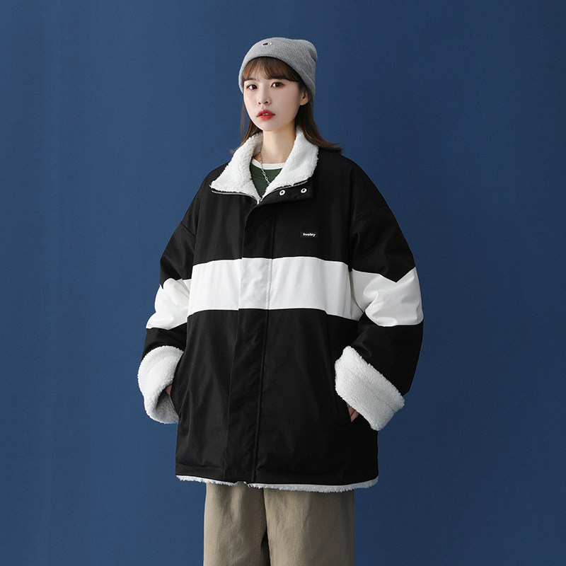 中性风休闲男女宽松两面穿棉-服双面穿羊羔毛外套M6699-P138图片