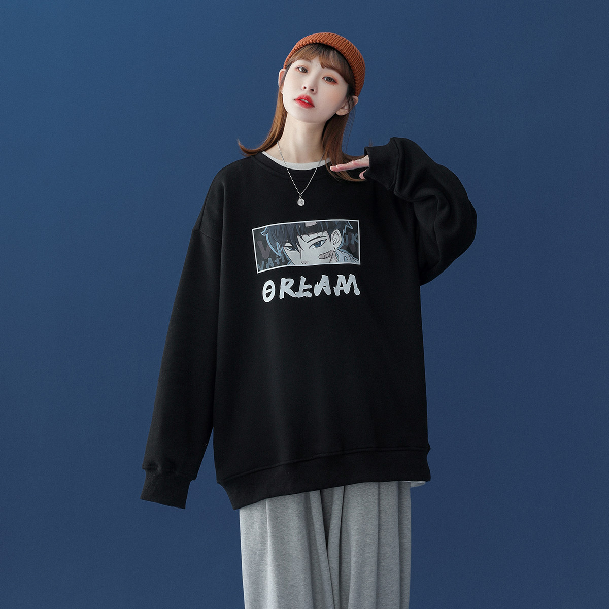 新款百搭圆领卫衣中性风备货款男女卫衣A812-P45-控68图片